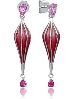 Elegant 925 Sterling Silver Enamel Dangling Earrings - Chic Jewelry for Any